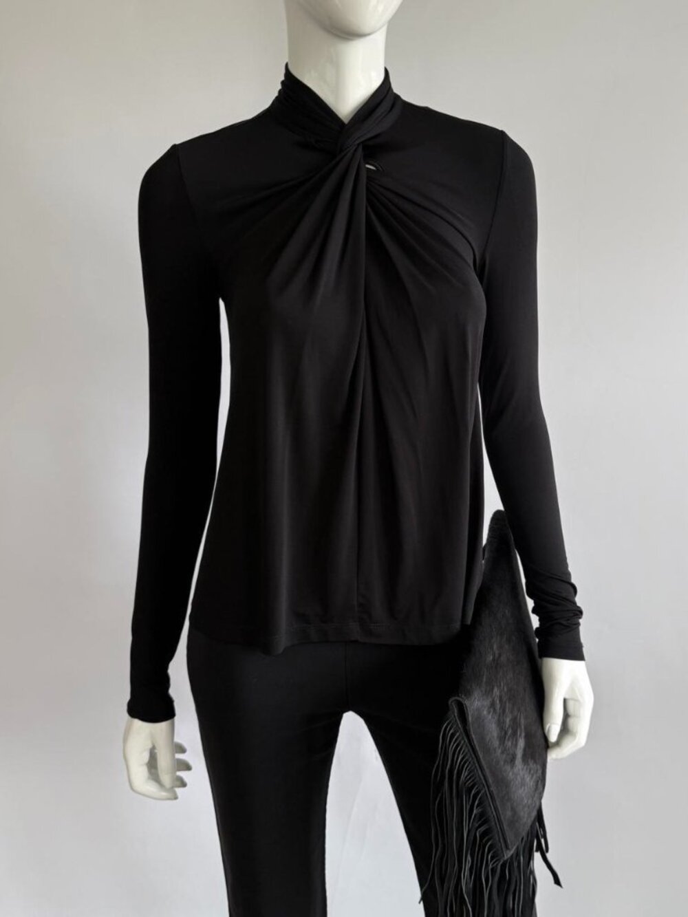 AllSaints Avant Garde Draped Slinky Mock Neck Long Sleeve